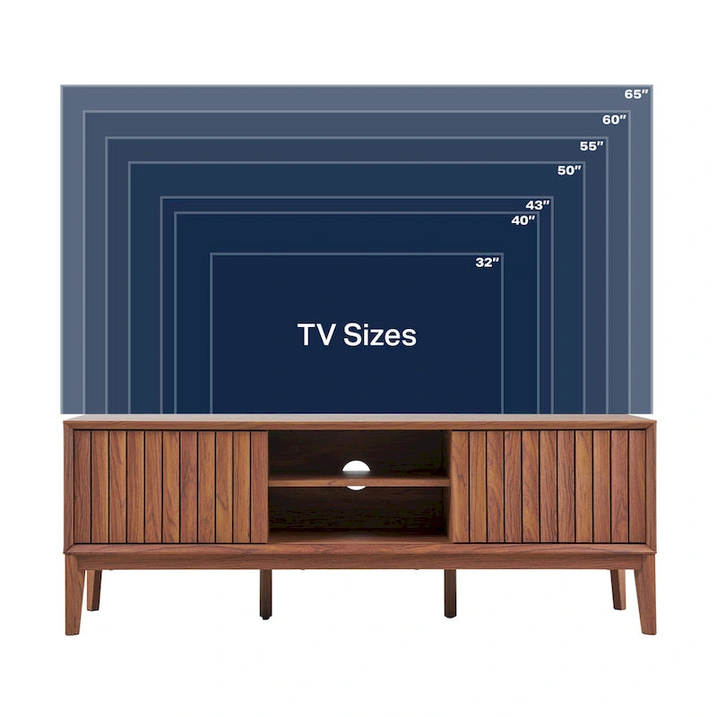 Farmhouse 58" Sliding Door TV Stand, Fits TVs up to 65" with Cable Management