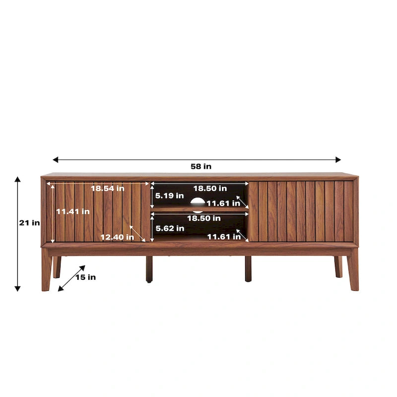 Farmhouse 58" Sliding Door TV Stand, Fits TVs up to 65" with Cable Management