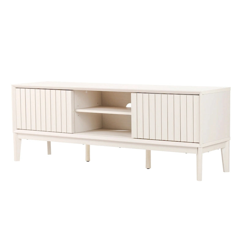 Farmhouse 58" Sliding Door TV Stand, Fits TVs up to 65" with Cable Management