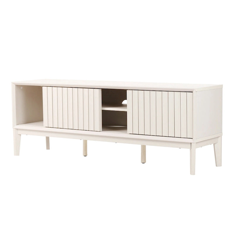 Farmhouse 58" Sliding Door TV Stand, Fits TVs up to 65" with Cable Management