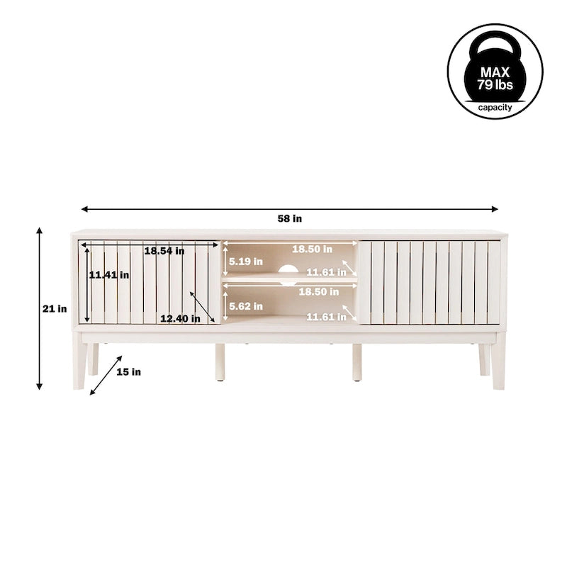 Farmhouse 58" Sliding Door TV Stand, Fits TVs up to 65" with Cable Management