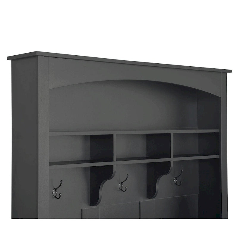 47.2 Wide Hall Tree with Bench and Shoe Storage: Multi-functional with 3 Hooks, Open Storage, Rectangle Shelves