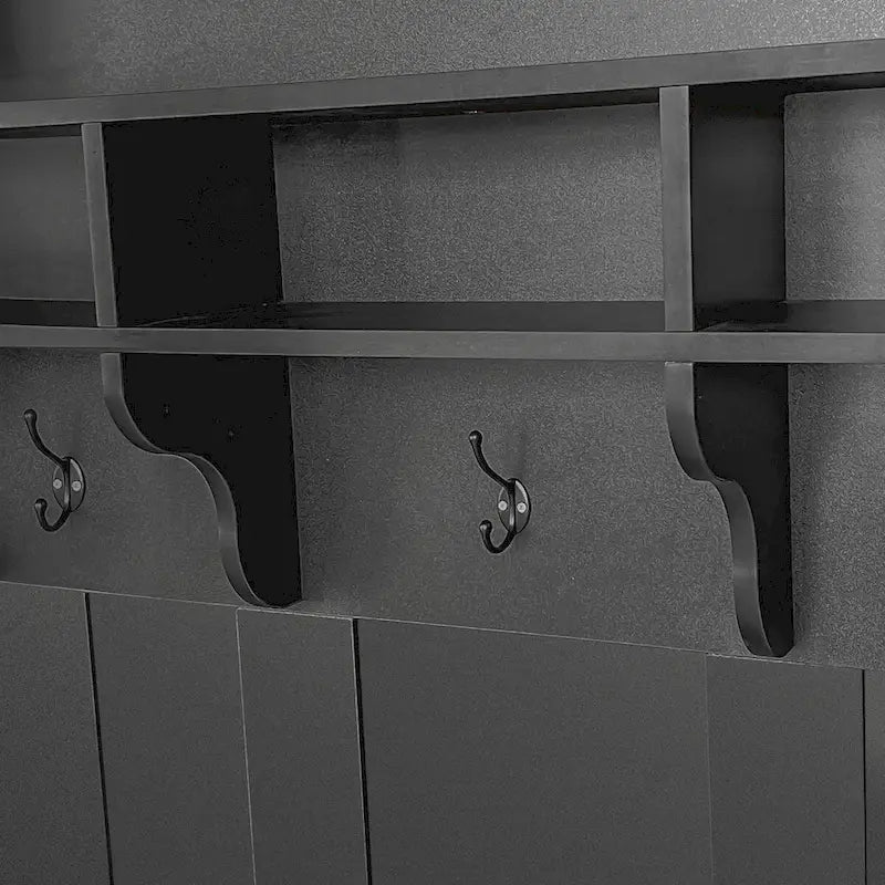 47.2 Wide Hall Tree with Bench and Shoe Storage: Multi-functional with 3 Hooks, Open Storage, Rectangle Shelves