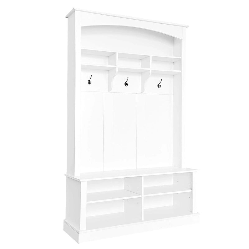 47.2 Wide Hall Tree with Bench and Shoe Storage: Multi-functional with 3 Hooks, Open Storage, Rectangle Shelves