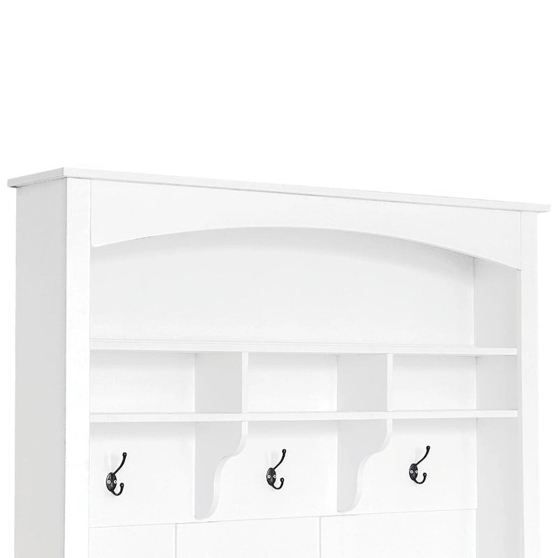 47.2 Wide Hall Tree with Bench and Shoe Storage: Multi-functional with 3 Hooks, Open Storage, Rectangle Shelves