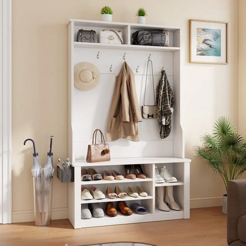 Porte-manteau d'entrée 3 en 1 avec banc et rangement à chaussures de 99,9 cm de large