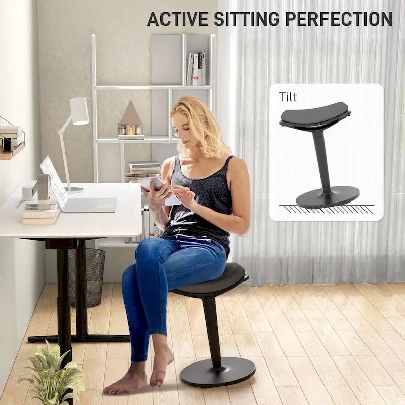 Ergonomic Backless Wobble Stool, Height Adjustable 22.2"-28.1"