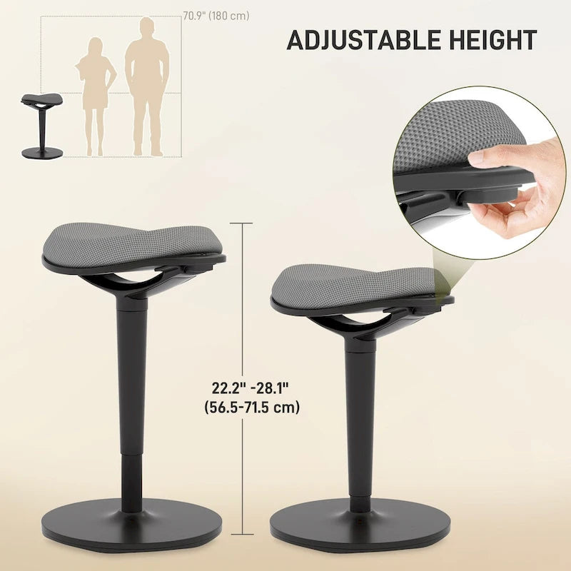 Ergonomic Backless Wobble Stool, Height Adjustable 22.2"-28.1"