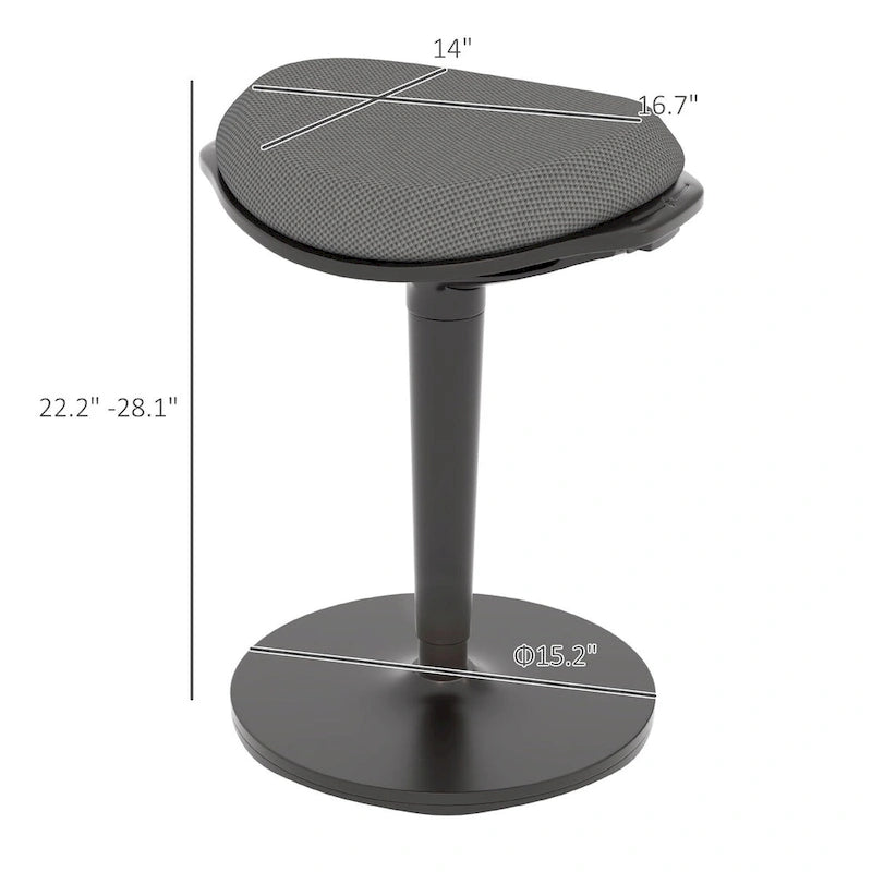 Ergonomic Backless Wobble Stool, Height Adjustable 22.2"-28.1"