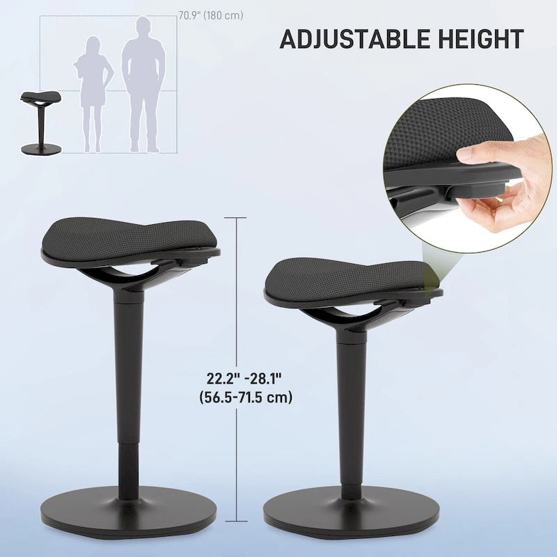 Ergonomic Backless Wobble Stool, Height Adjustable 22.2"-28.1"