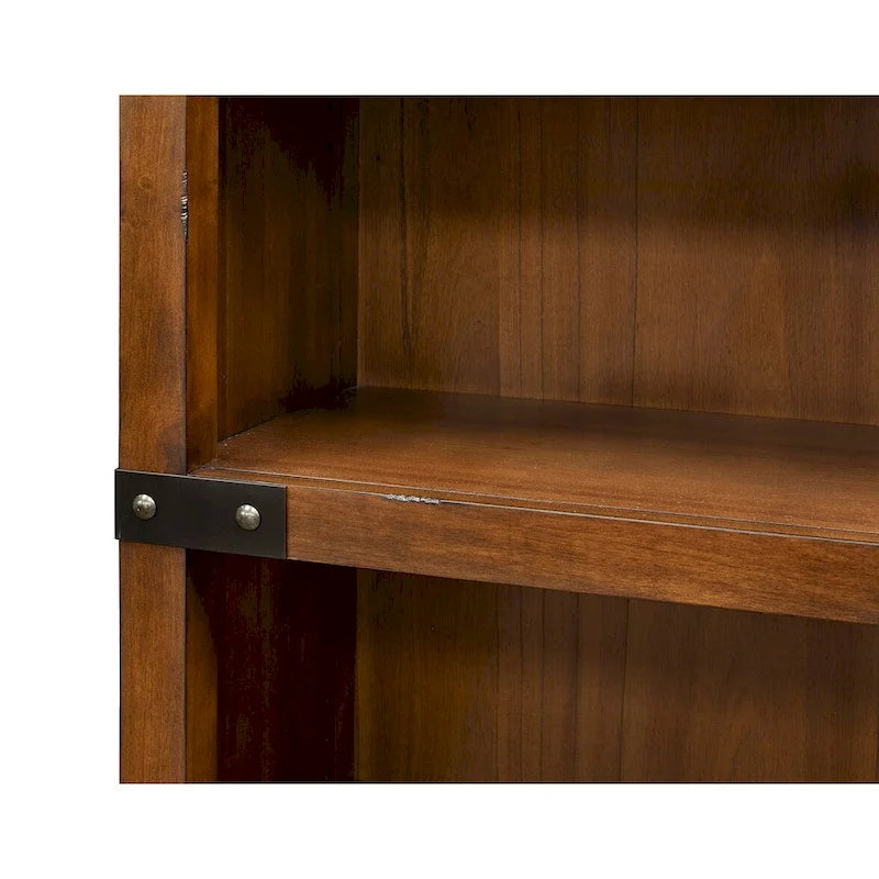 Bibliothèque ouverte rustique avec roulettes en fer - 34"L x 72"H x 15"P
