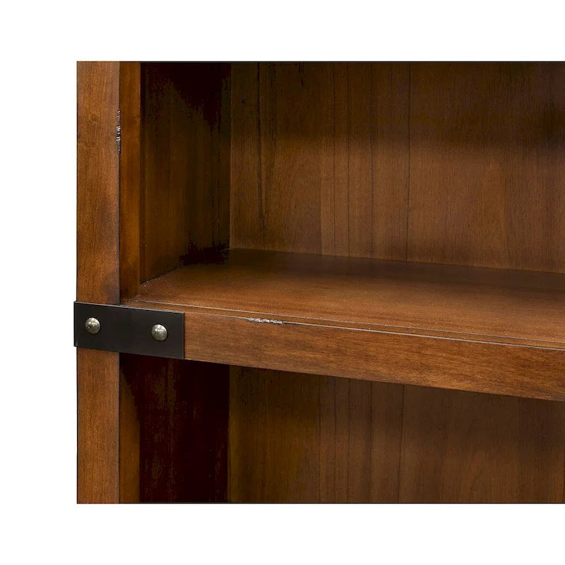 Bibliothèque ouverte rustique avec roulettes en fer - 34"L x 72"H x 15"P