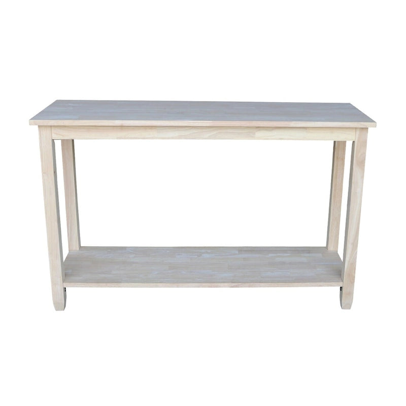 Table canapé/desserte inachevée en bois d'hévéa massif
