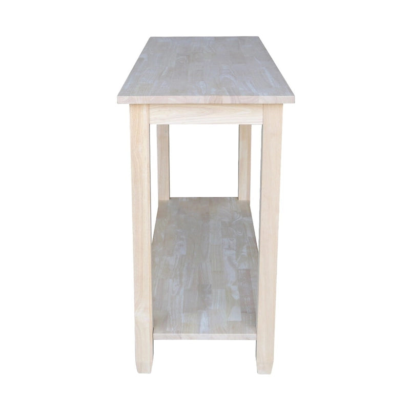 Table canapé/desserte inachevée en bois d'hévéa massif