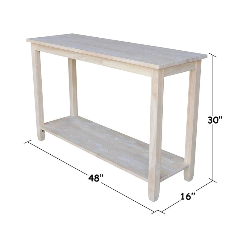 Table canapé/desserte inachevée en bois d'hévéa massif