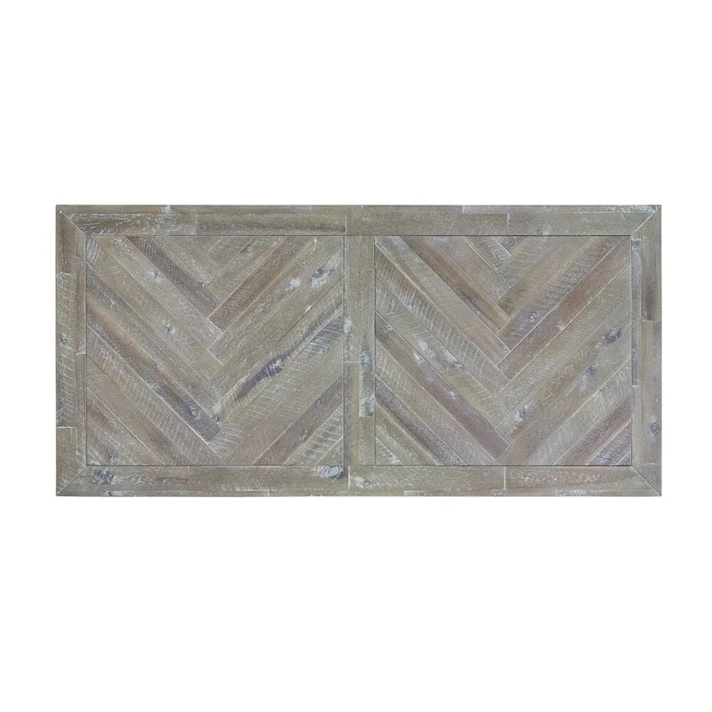 Table basse à deux tiroirs et étagère inférieure avec base aplatie, gris latte rustique