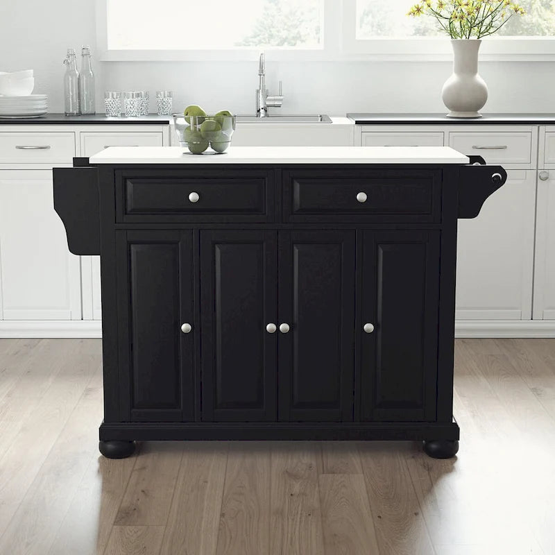 Granite Top Full Size Kitchen Island/Cart - 52"W x 18"D x 34"H