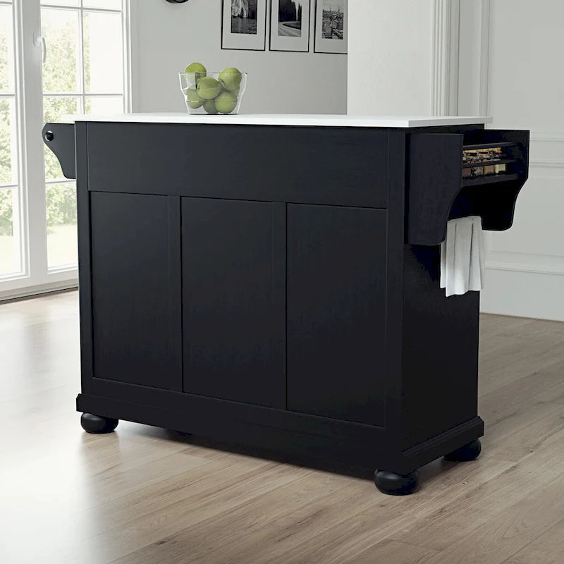 Granite Top Full Size Kitchen Island/Cart - 52"W x 18"D x 34"H
