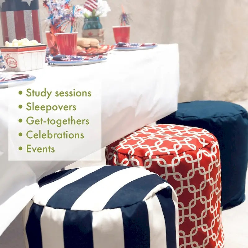 Indoor/Outdoor Ottoman Pouf, Vibrant Floral Print - 16"L x 16"W x 17"H