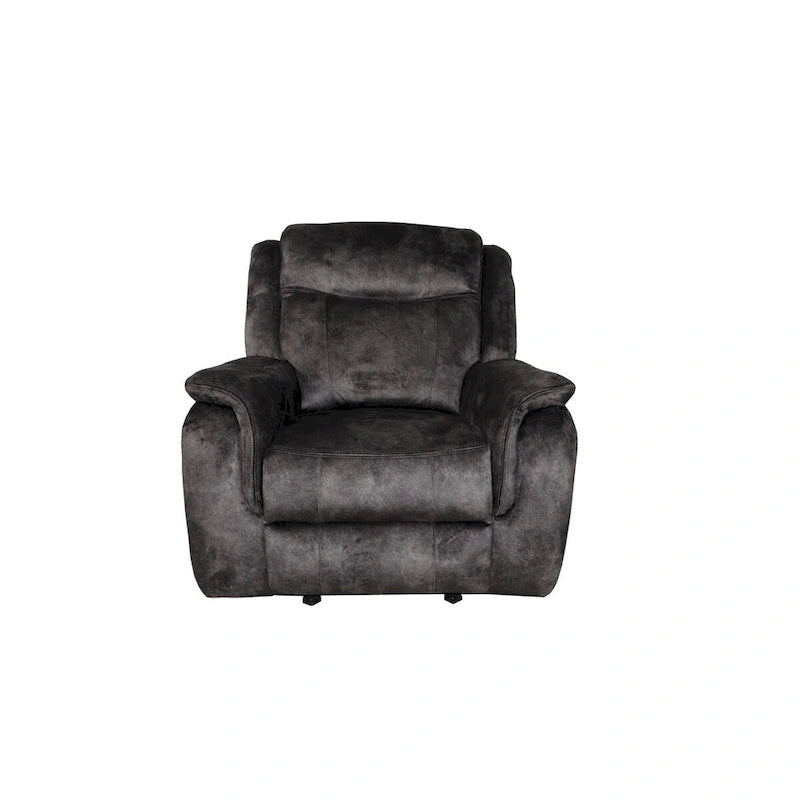 39" Manual Recliner Chair, Pocket Coils, Gray Faux Suede Velvet