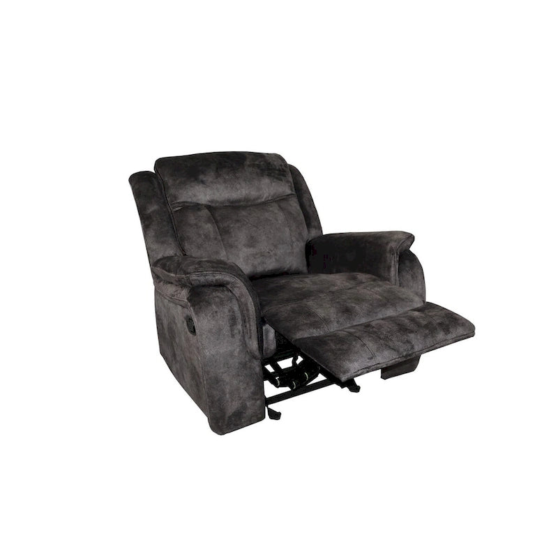 39" Manual Recliner Chair, Pocket Coils, Gray Faux Suede Velvet