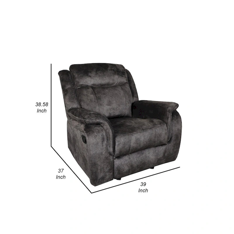 39" Manual Recliner Chair, Pocket Coils, Gray Faux Suede Velvet