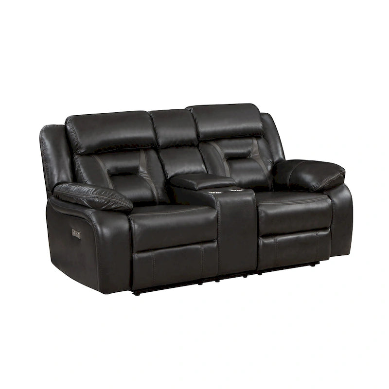 76" Power Dual Recliner Loveseat with Cupholders, Gray Faux Leather