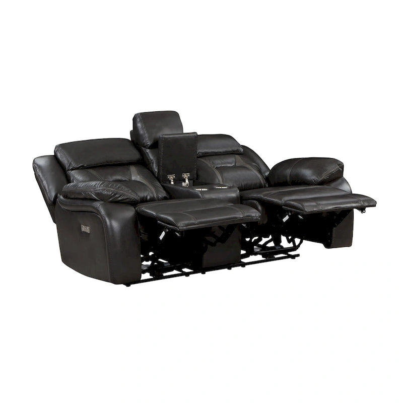 76" Power Dual Recliner Loveseat with Cupholders, Gray Faux Leather