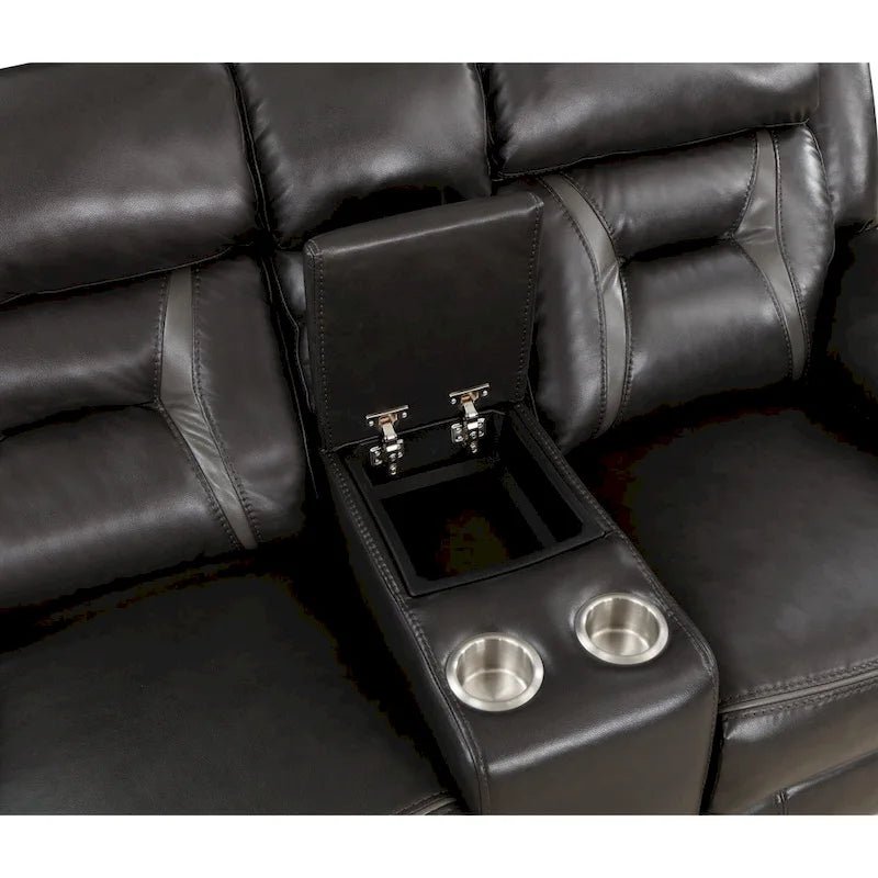 76" Power Dual Recliner Loveseat with Cupholders, Gray Faux Leather