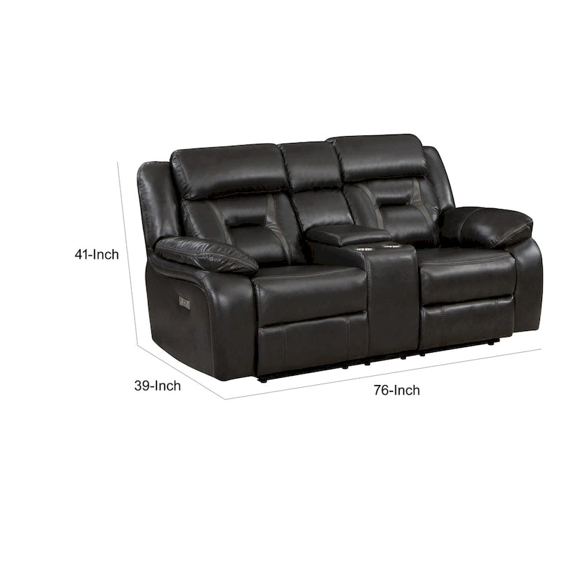 76" Power Dual Recliner Loveseat with Cupholders, Gray Faux Leather