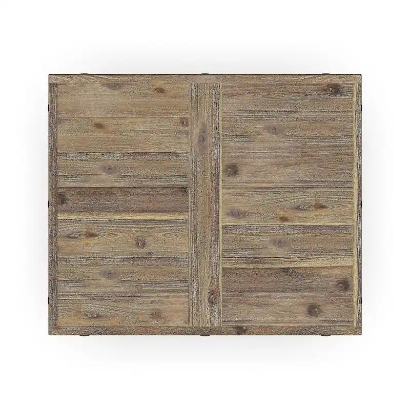 Brown Wood End Table, Rustic Industrial Style - 21"x 23"x 25"