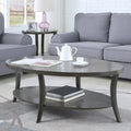 Table basse ovale en bois avec étagère