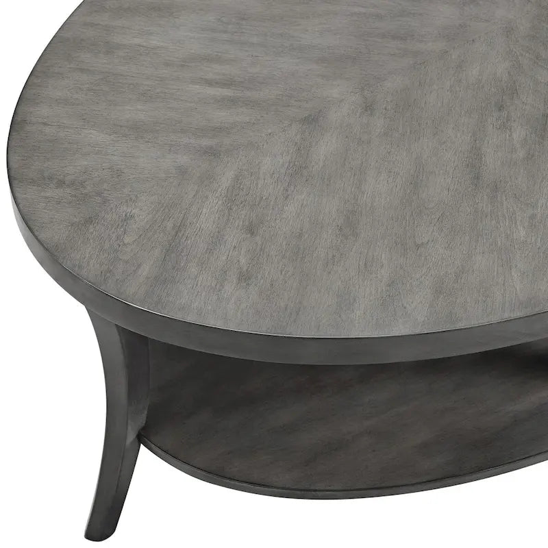 Table basse ovale en bois avec étagère
