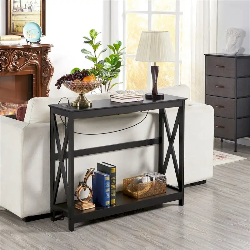 Table basse laquée de rangement latéral scandinave – 120 cm (L) x 60 cm (P) x 38 cm (H)