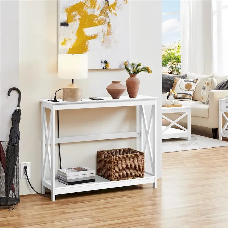 Table basse laquée de rangement latéral scandinave – 120 cm (L) x 60 cm (P) x 38 cm (H)