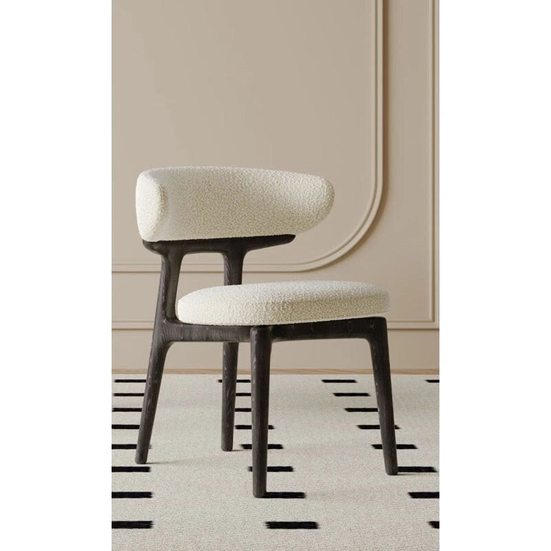 Fauteuil d'appoint en tissu Teddy avec dossier incurvé