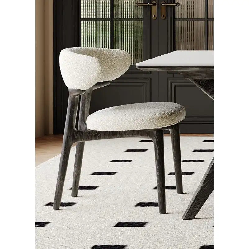 Fauteuil d'appoint en tissu Teddy avec dossier incurvé