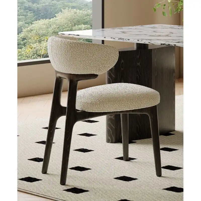 Fauteuil d'appoint en tissu Teddy avec dossier incurvé