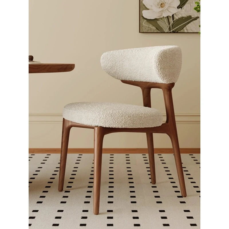 Fauteuil d'appoint en tissu Teddy avec dossier incurvé