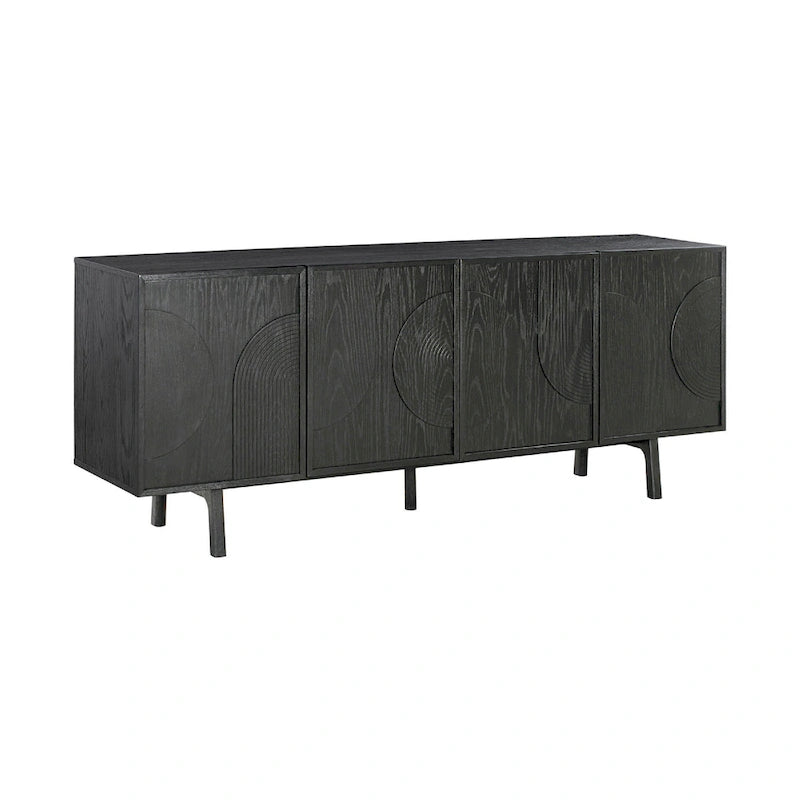 79" Serving Cabinet Buffet Sideboard Console with 4 Doors, Black