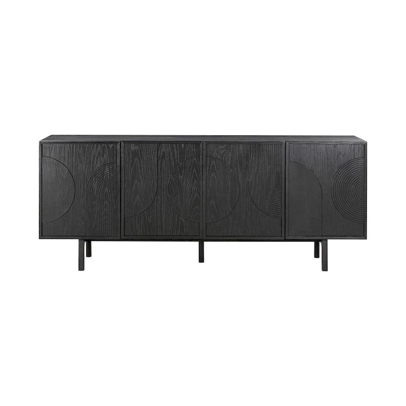 79" Serving Cabinet Buffet Sideboard Console with 4 Doors, Black