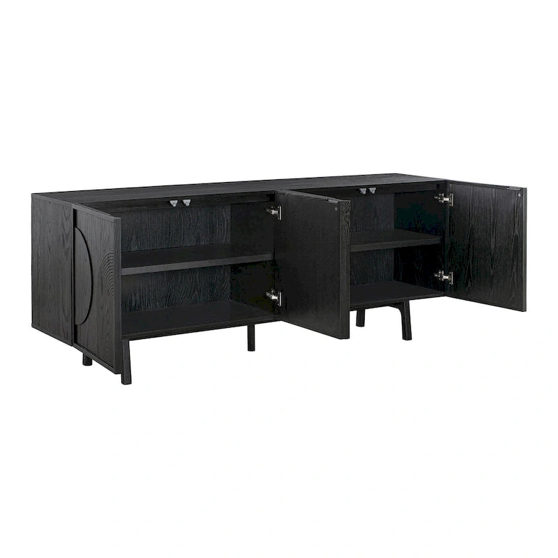 79" Serving Cabinet Buffet Sideboard Console with 4 Doors, Black