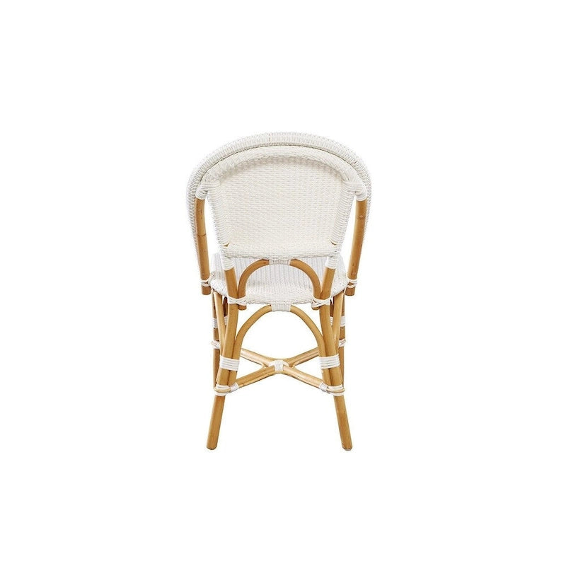 Chaise de salle à manger en rotin blanc, lot de 2