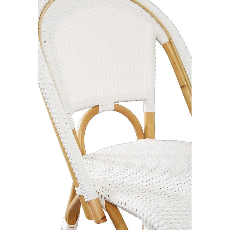 Chaise de salle à manger en rotin blanc, lot de 2