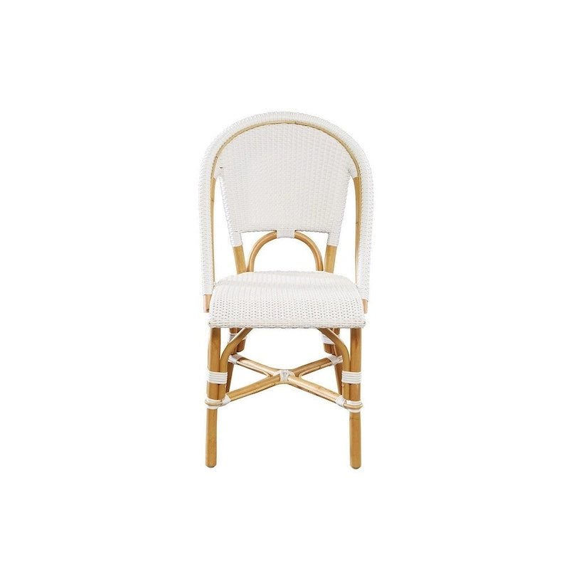 Chaise de salle à manger en rotin blanc, lot de 2