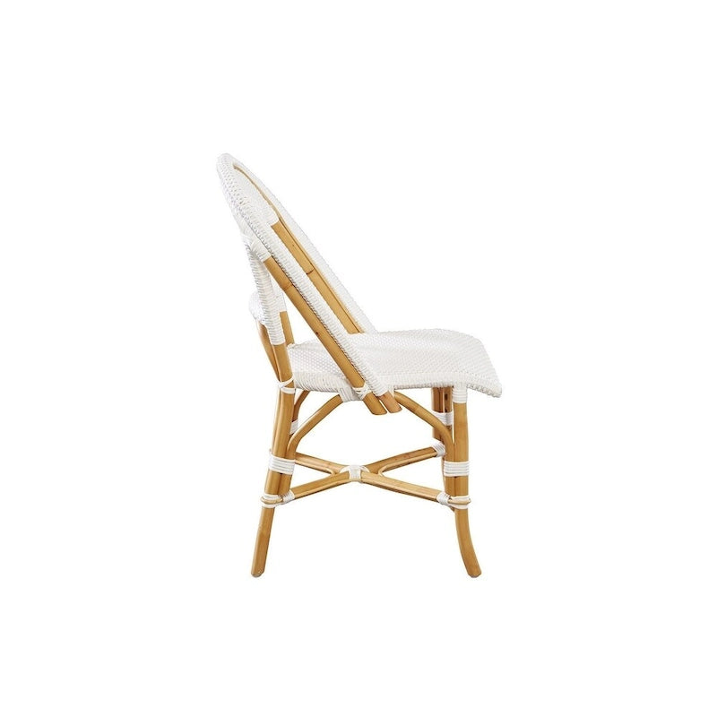 Chaise de salle à manger en rotin blanc, lot de 2