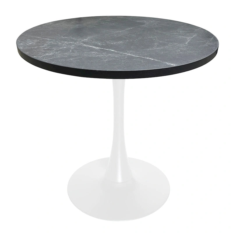 36" Round Dining Table for 4 with MDF Top and Modern White Iron Base