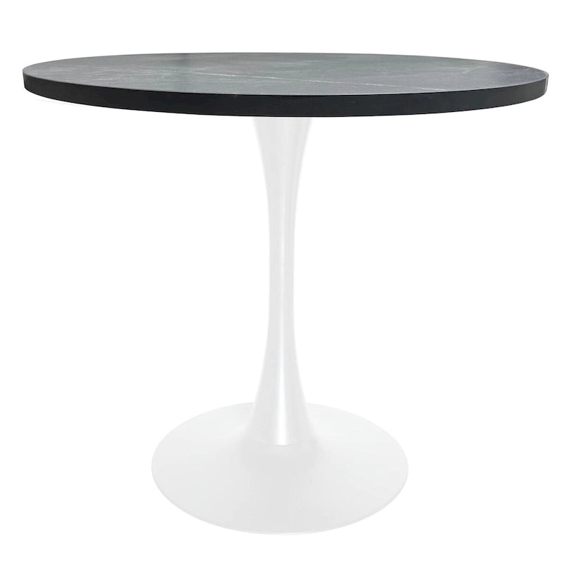 36" Round Dining Table for 4 with MDF Top and Modern White Iron Base