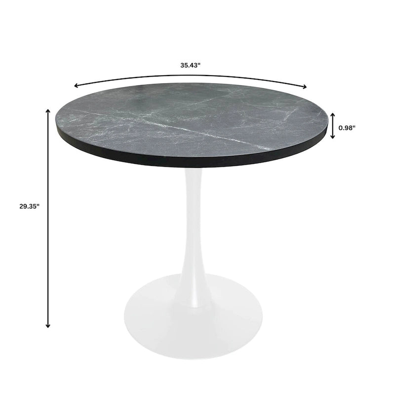 36" Round Dining Table for 4 with MDF Top and Modern White Iron Base