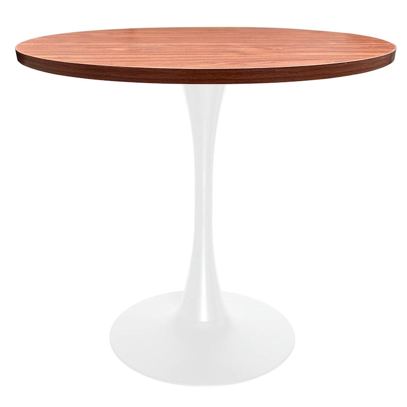 36" Round Dining Table for 4 with MDF Top and Modern White Iron Base